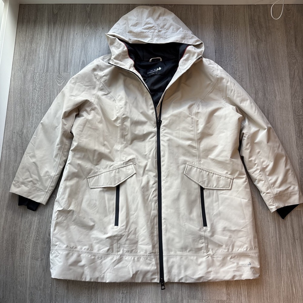 Arctic Expedition Women's Hooded Parka Coat 2X Beige Waterproof Winter
